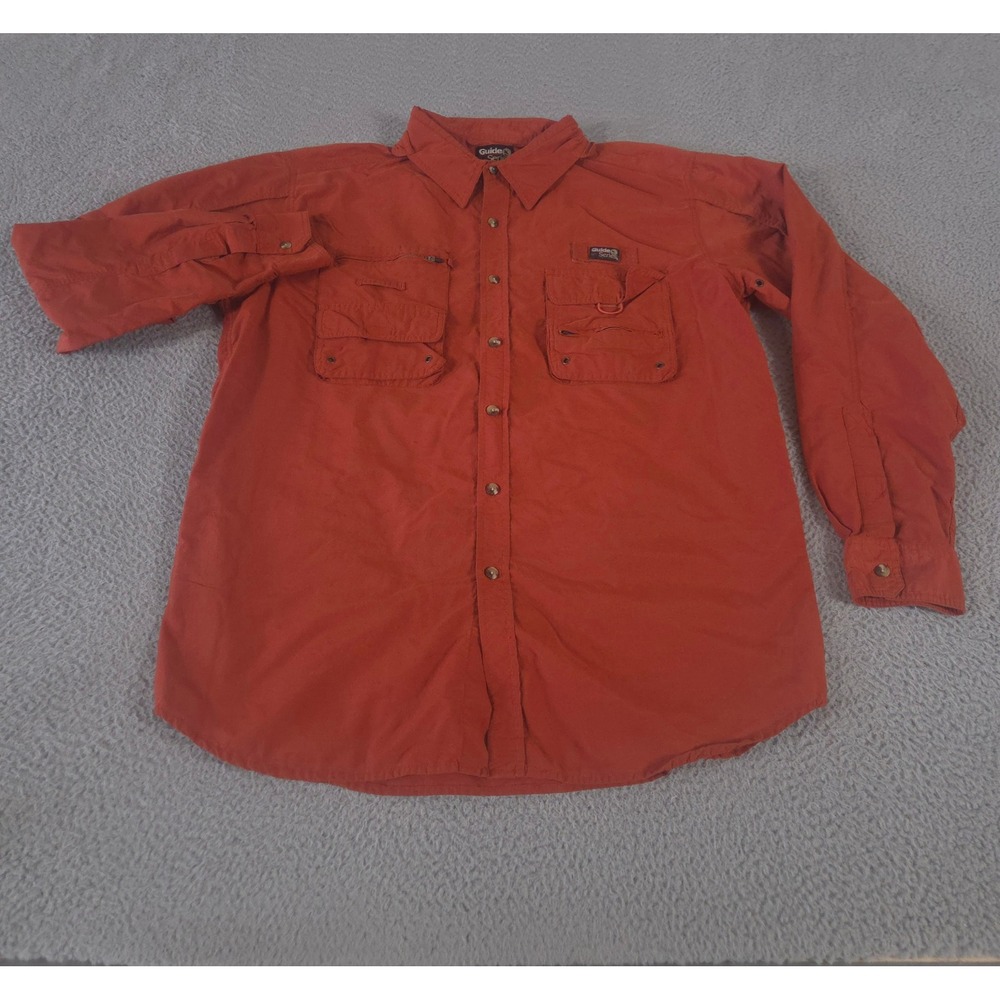 Guide Series Shirt Mens Large‎ Tall Orange Cotton Nylon Blend Ventilated Fishing